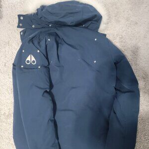 Moose Knuckles Fur Bomber Jacket (Blue - Youth XL)